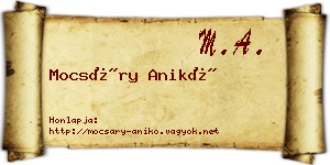 Mocsáry Anikó névjegykártya